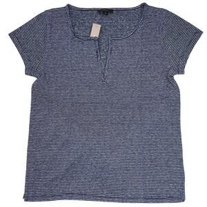NWT J. Crew Split Neck Navy Stripe Split Neck Tee - SIZE SMALL
